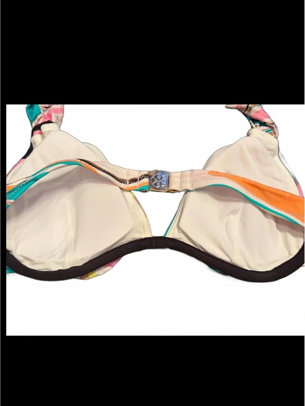 Trina Turk Bikini Set Multi Abstract Halter Swim Top 4 Bottom 6 NWT